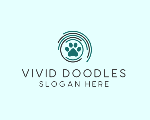 Pet Paw Green Circles logo design