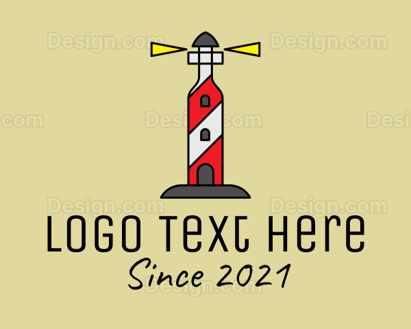 Wine Bottle Lighthouse Logo