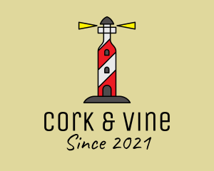 Wine Bottle Lighthouse logo design