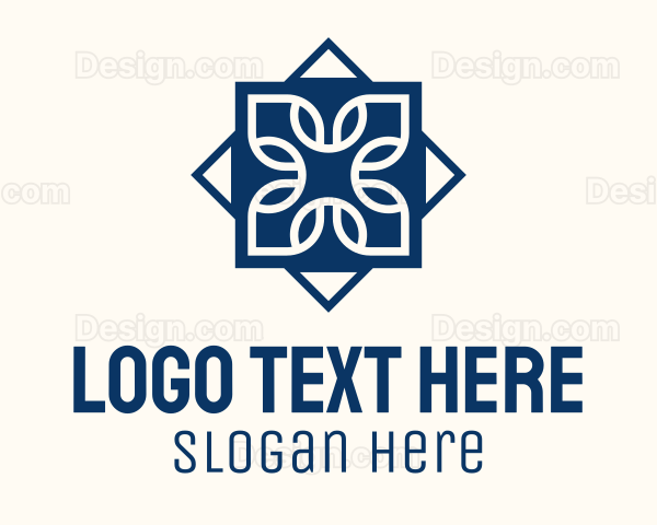 Blue Floral Tile Centerpiece Logo