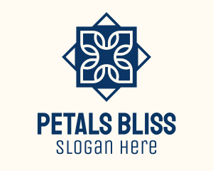 Blue Floral Tile Centerpiece logo design