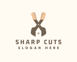 Home Lawn Scissor Tool logo design