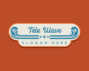 Retro Surfing Beach logo design