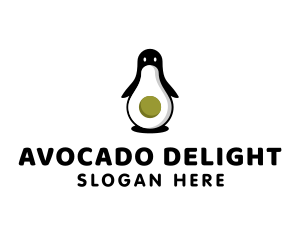 Avocado Fruit Penguin  logo design