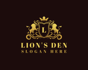 Luxury Lion Shield logo design