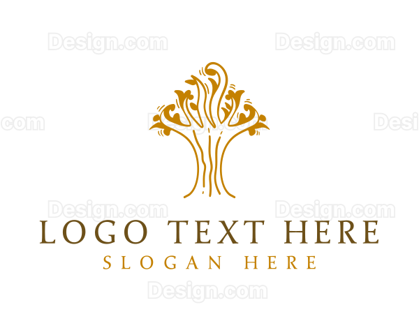 Golden Tree Plant Logo