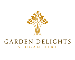 Golden Tree Plant  logo design