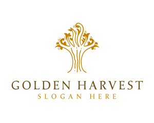 Golden Tree Plant  logo design