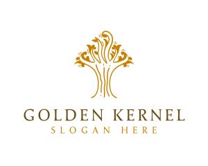 Golden Tree Plant  logo design