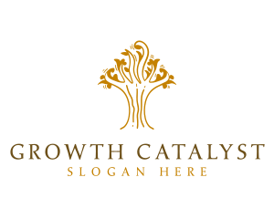 Golden Tree Plant  logo design