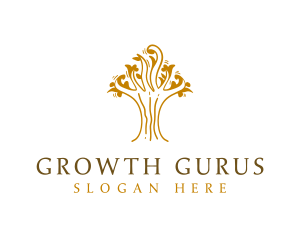 Golden Tree Plant  logo design