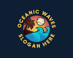 Sunset Ocean Wave logo design