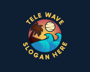 Sunset Ocean Wave logo design