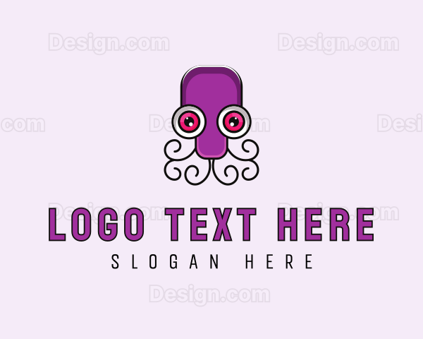 Cartoon Octopus Tentacle Logo