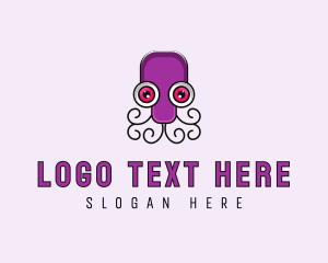 Cartoon Octopus Tentacle logo