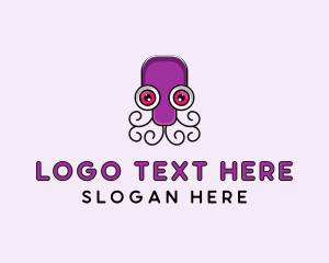 Cartoon Octopus Tentacle logo