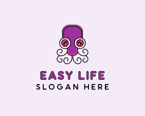 Cartoon Octopus Tentacle logo design