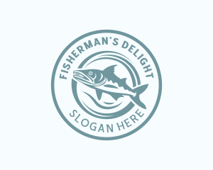 Fisherman Trout Fish logo design