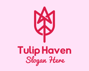 Pink Tulip Arrow logo design