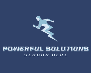 Human Thunderbolt Electricity logo design