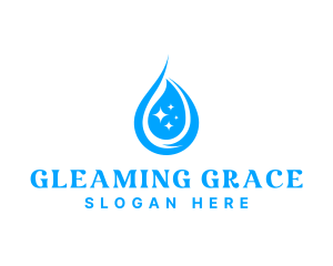 Water Droplet Sparkle logo design