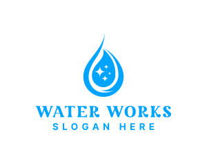 Water Droplet Sparkle logo design