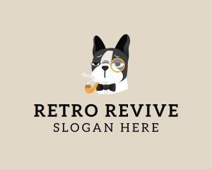 Retro French Bulldog logo design