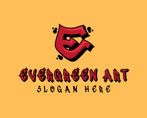 Red Graffiti Letter E  logo design