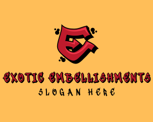 Red Graffiti Letter E  logo design