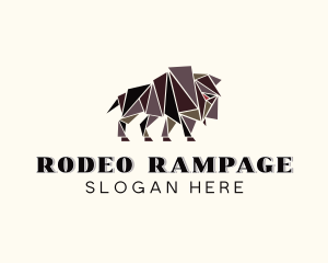 Geometric Bull Rodeo logo design