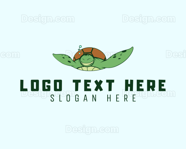 Happy Swimming Turtle Logo