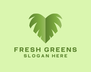 Green Leaf Heart logo design