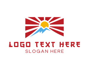 Volcano - Rising Sun Mountain Flag logo design