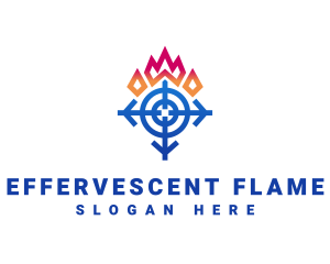 Snowflake Flame Arrow logo design