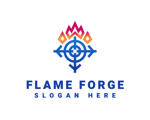 Snowflake Flame Arrow logo design