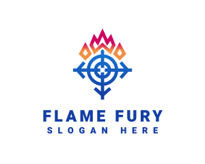 Snowflake Flame Arrow logo design