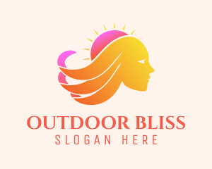 Sunset Woman Waves logo design