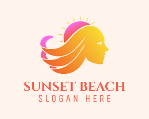 Sunset Woman Waves logo