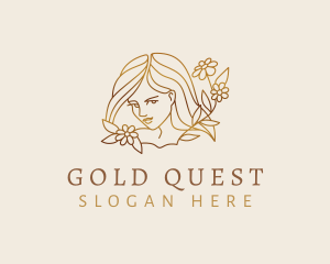 Gold Female Flowers logo design