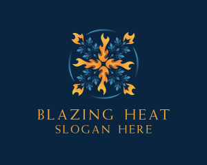 Heating Cooling Flame logo design