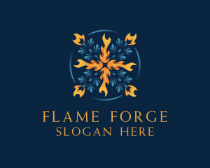 Heating Cooling Flame logo design