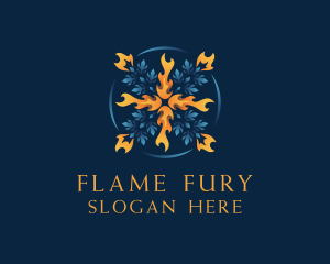 Heating Cooling Flame logo design