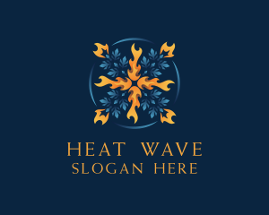 Heating Cooling Flame logo design