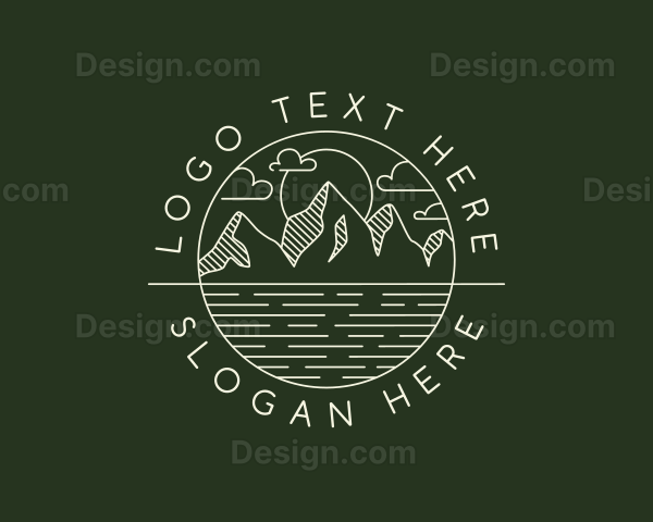 Hipster Mountain Peak Logo