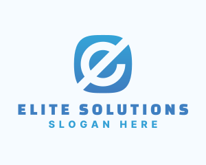 Blue Tech Mobile App Letter E logo design