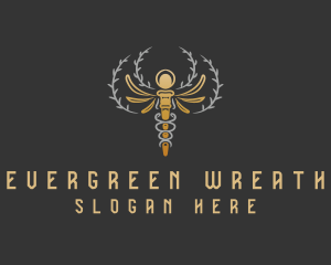 Gold Caduceus Wreath logo design