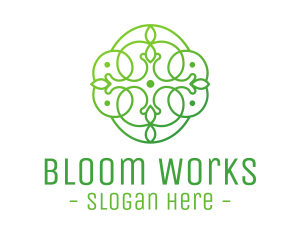 Green Floral Cross logo design