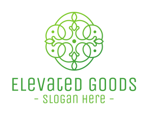 Green Floral Cross logo design