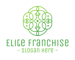 Green Floral Cross logo design