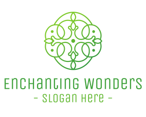 Green Floral Cross logo design